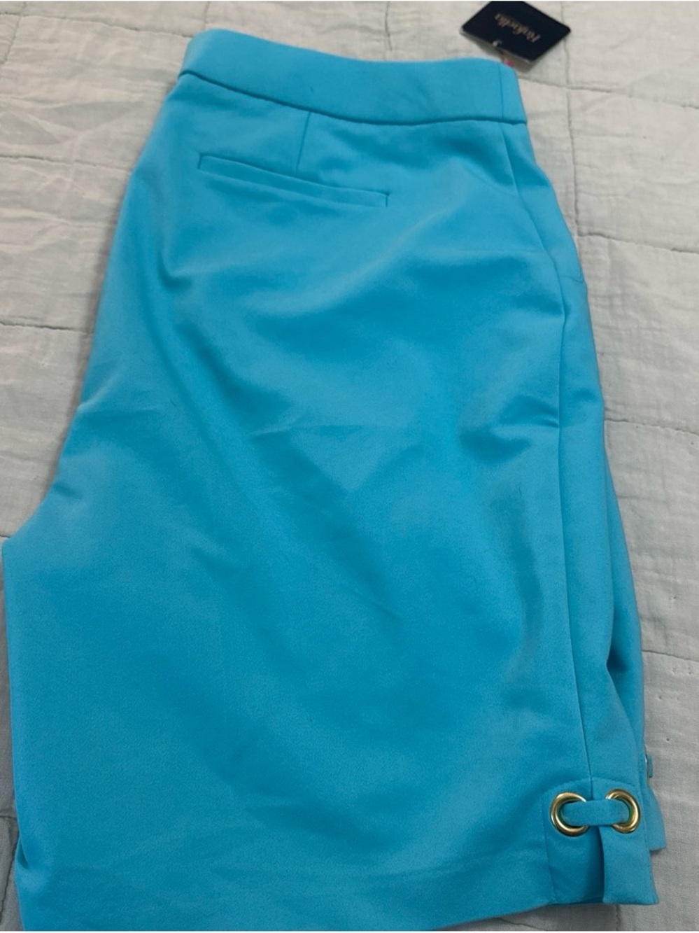 Rafaella Aqua Blue Bermuda Shorts with Gold Grommet NWT size 14